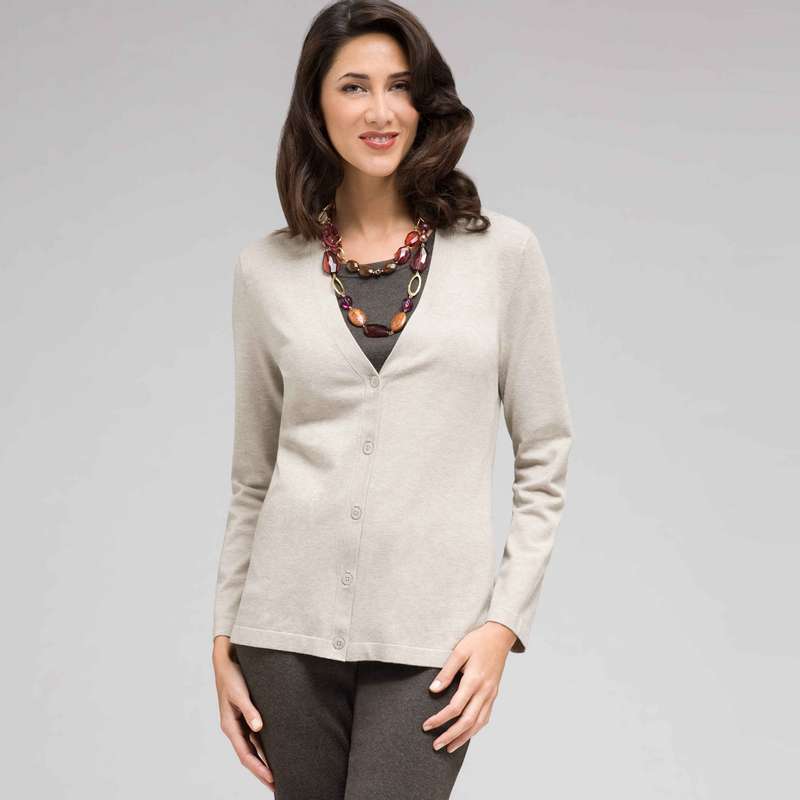Long Sleeve Cardigan, Light Caraway Heather, large image number 0